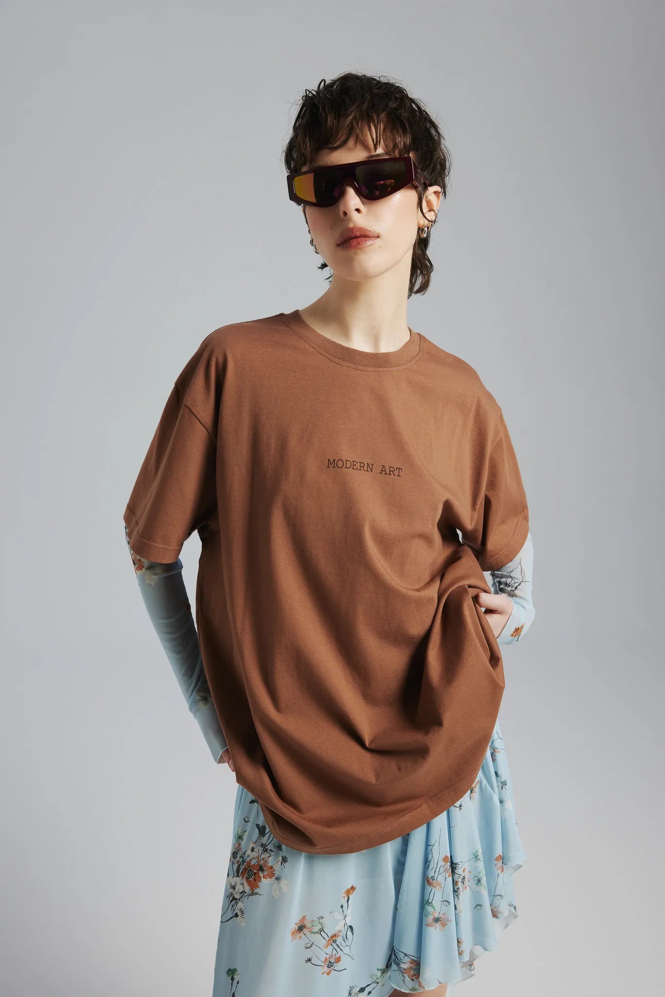 T-shirt Dru Print Orzechowy