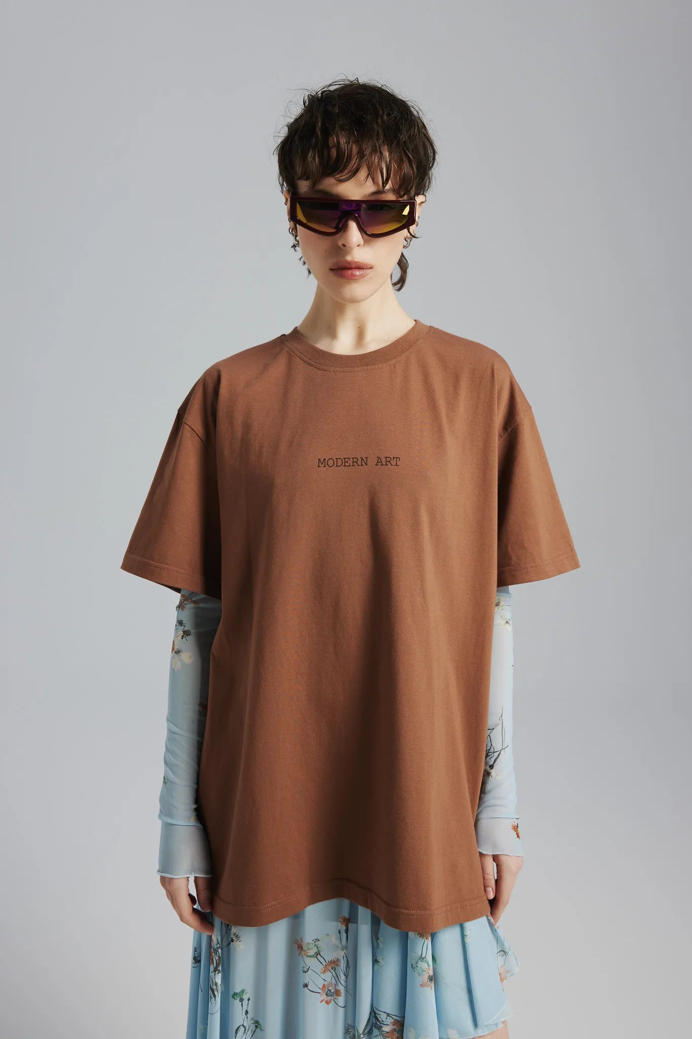 T-shirt Dru Print Orzechowy