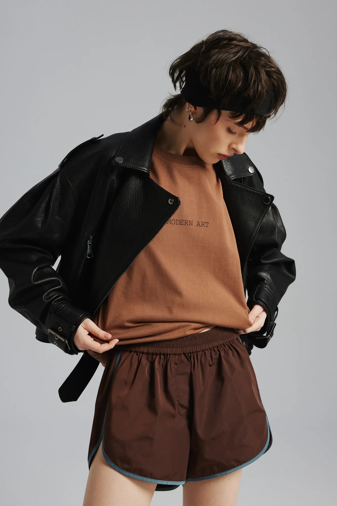 T-shirt Dru Print Orzechowy