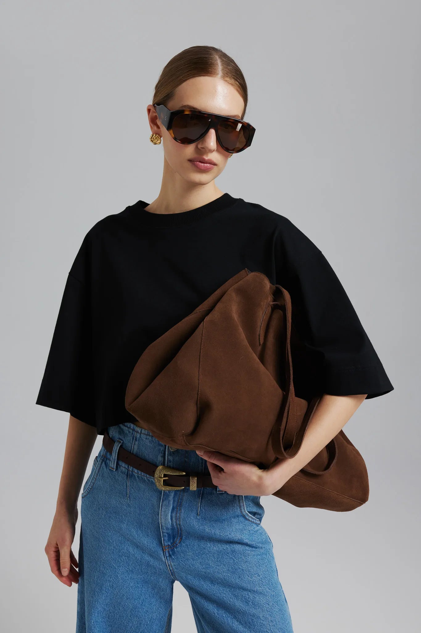 Torebka Leona Zamsz Czekoladowy