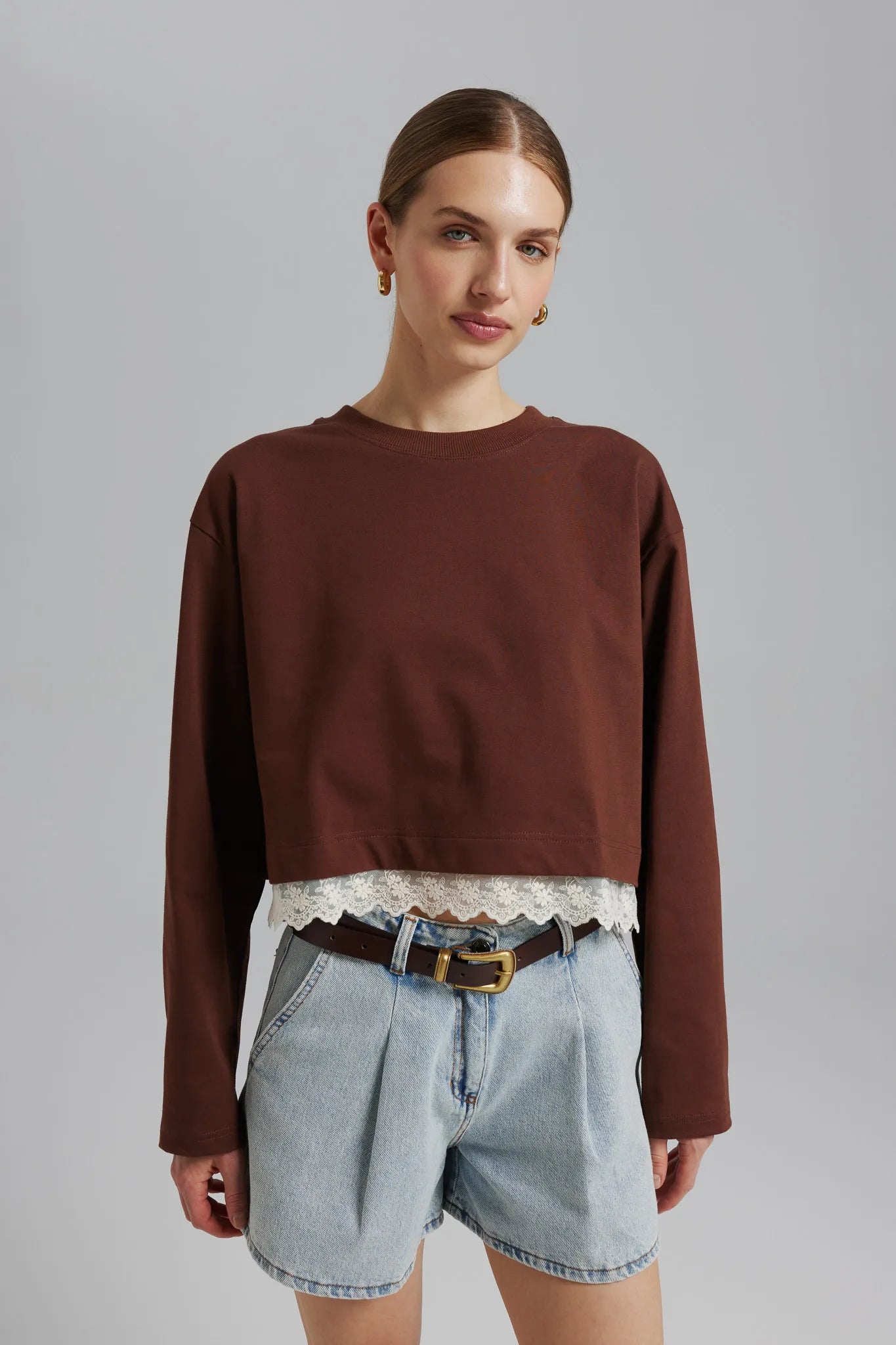 Spodenki Tesia Denim Sprany Jasny Niebieski