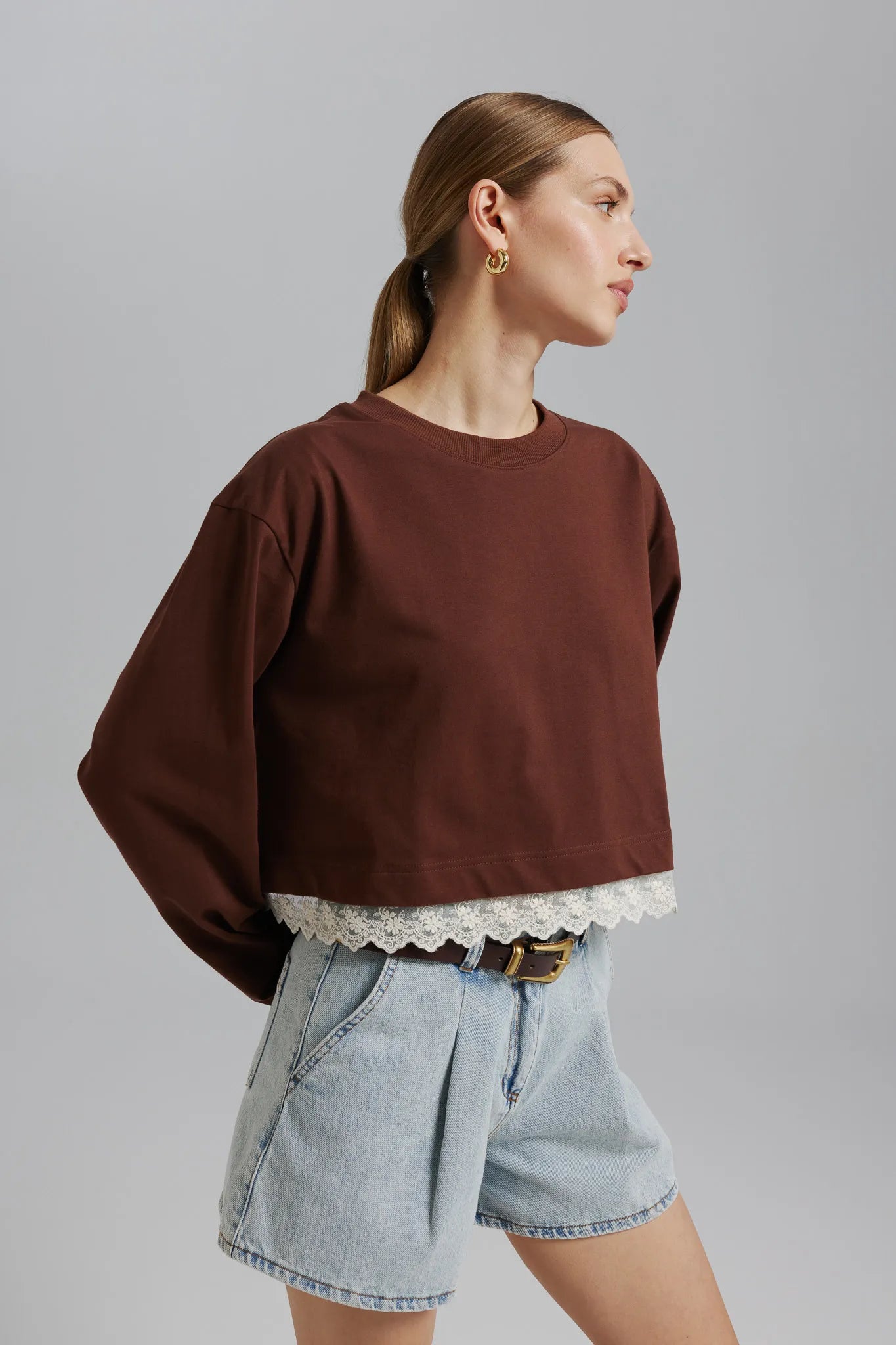 Spodenki Tesia Denim Sprany Jasny Niebieski