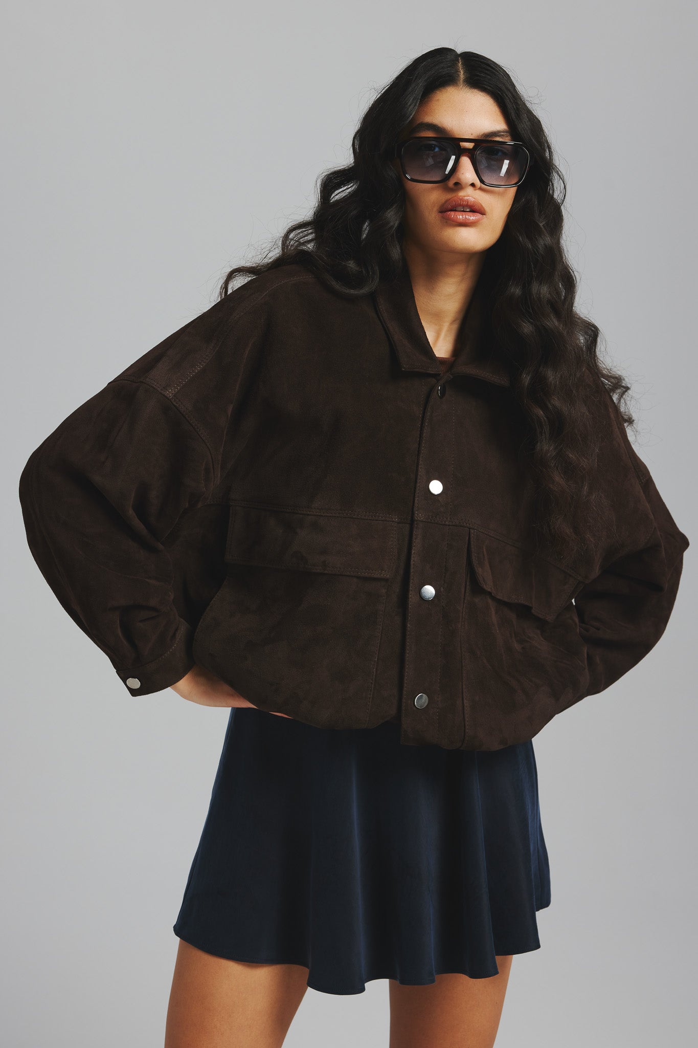 Kurtka zamszowa Katarzyna Czekoladowy