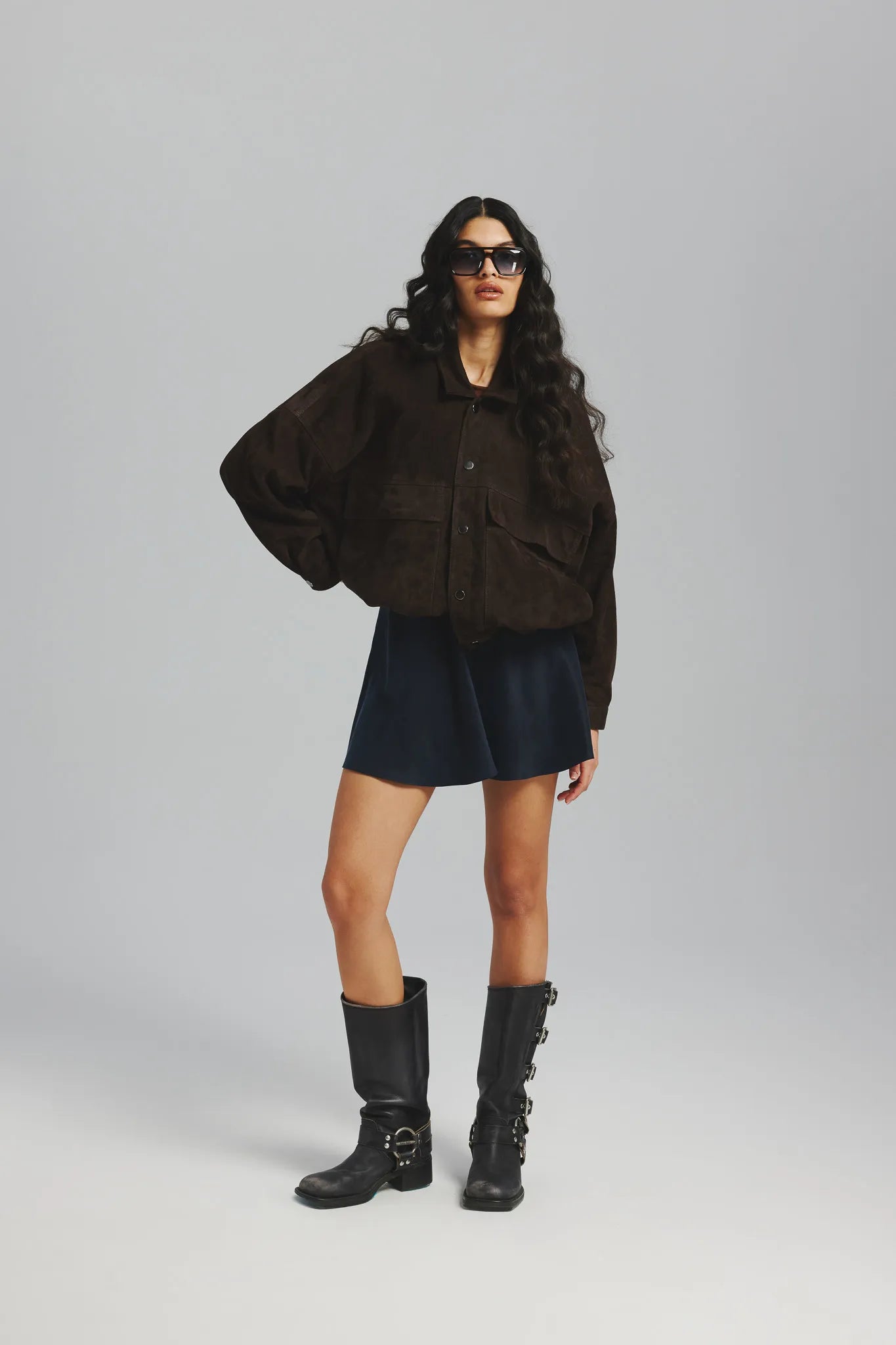 Kurtka zamszowa Katarzyna Czekoladowy