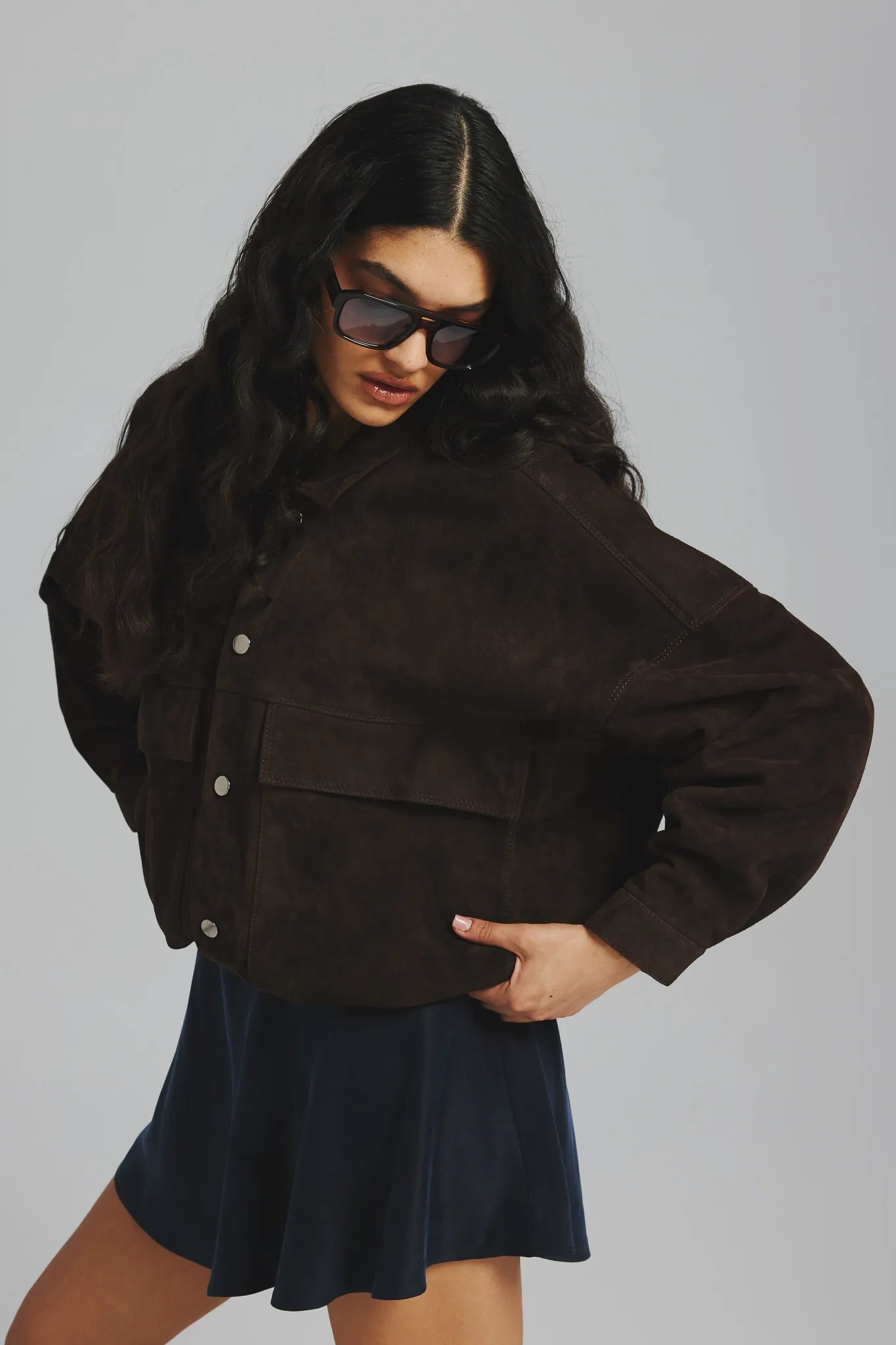 Kurtka zamszowa Katarzyna Czekoladowy