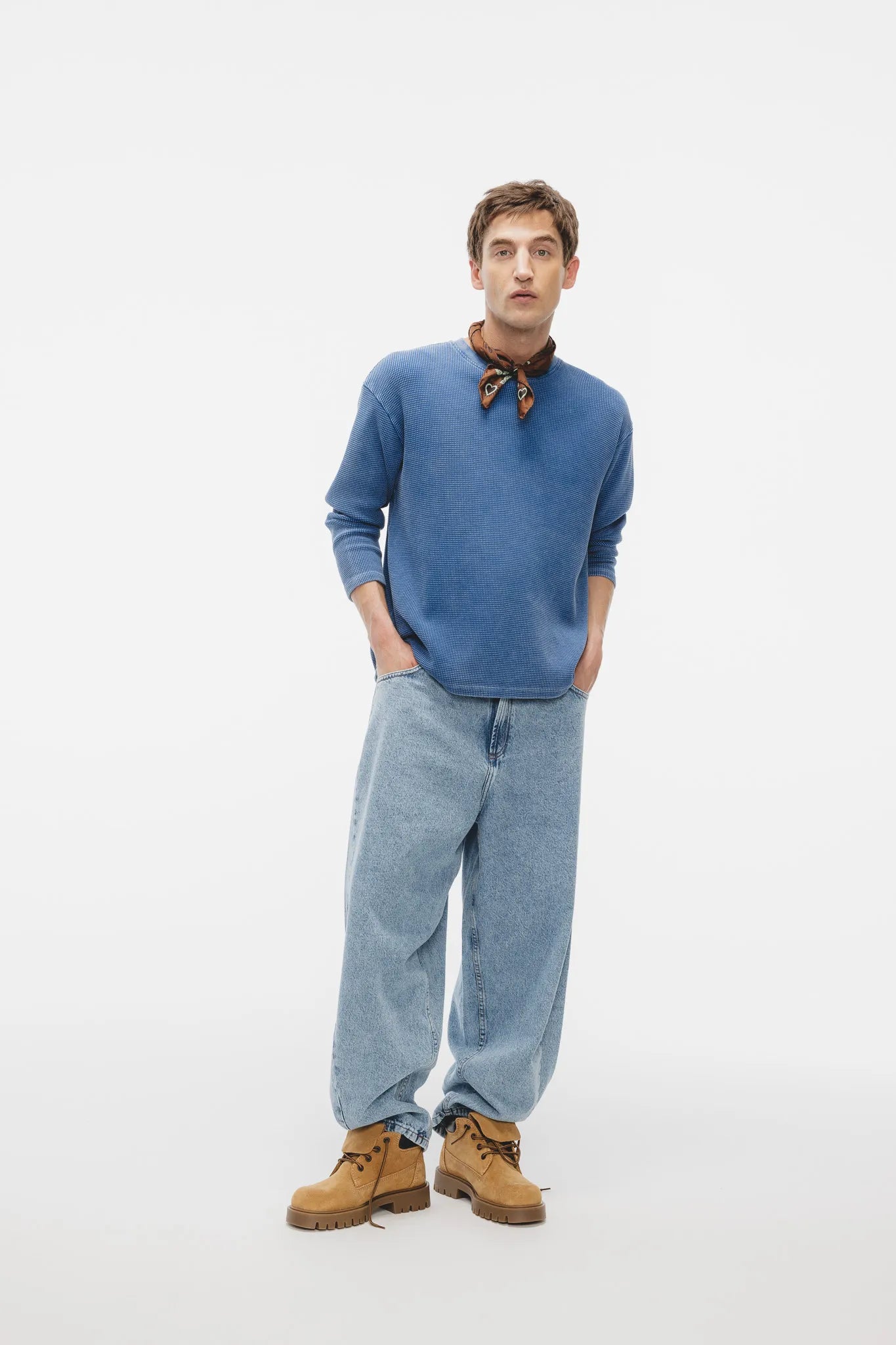 Spodnie Omena Kamienny Niebieski