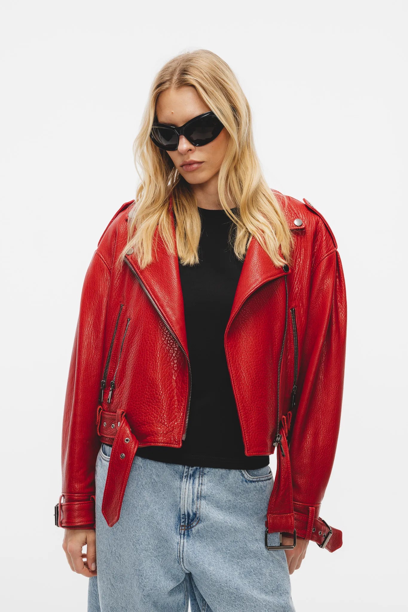 Kurtka skórzana Roxie Czerwony