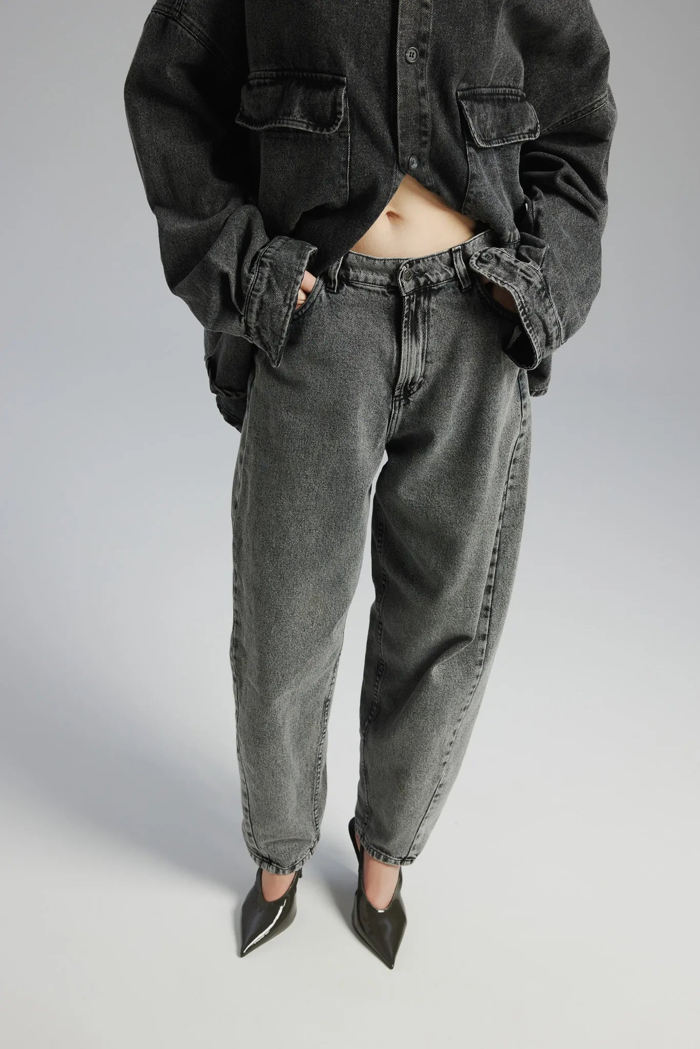 Spodnie Omena Stalowy Szary