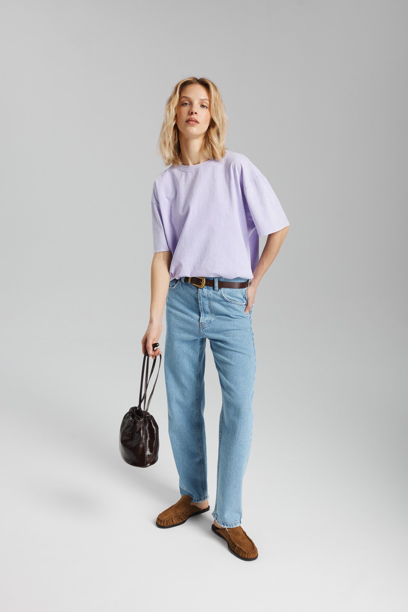 T-shirt Dru Vintage Sprany Lawendowy