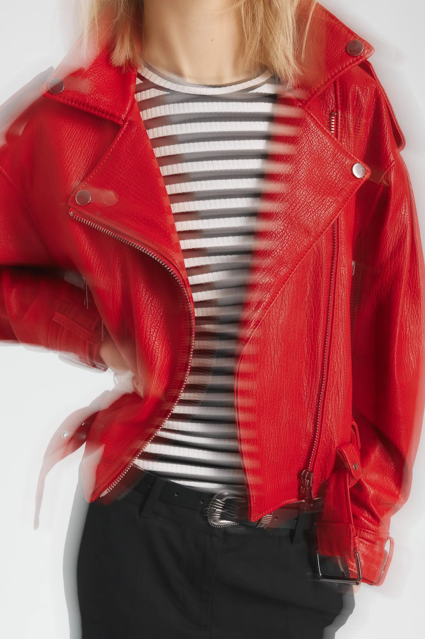 Kurtka skórzana Roxie Czerwony