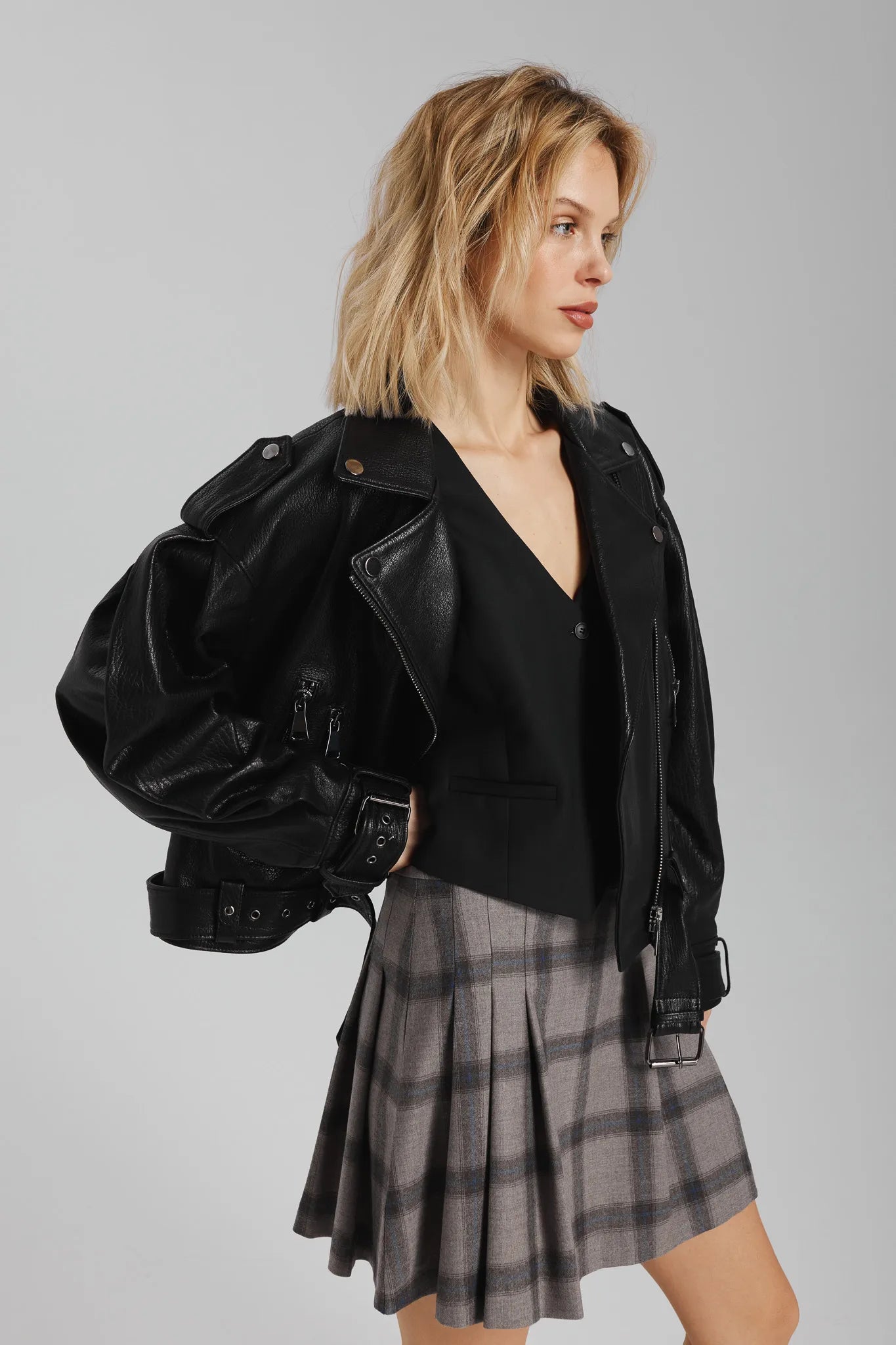 Kurtka skórzana Roxie Czarny