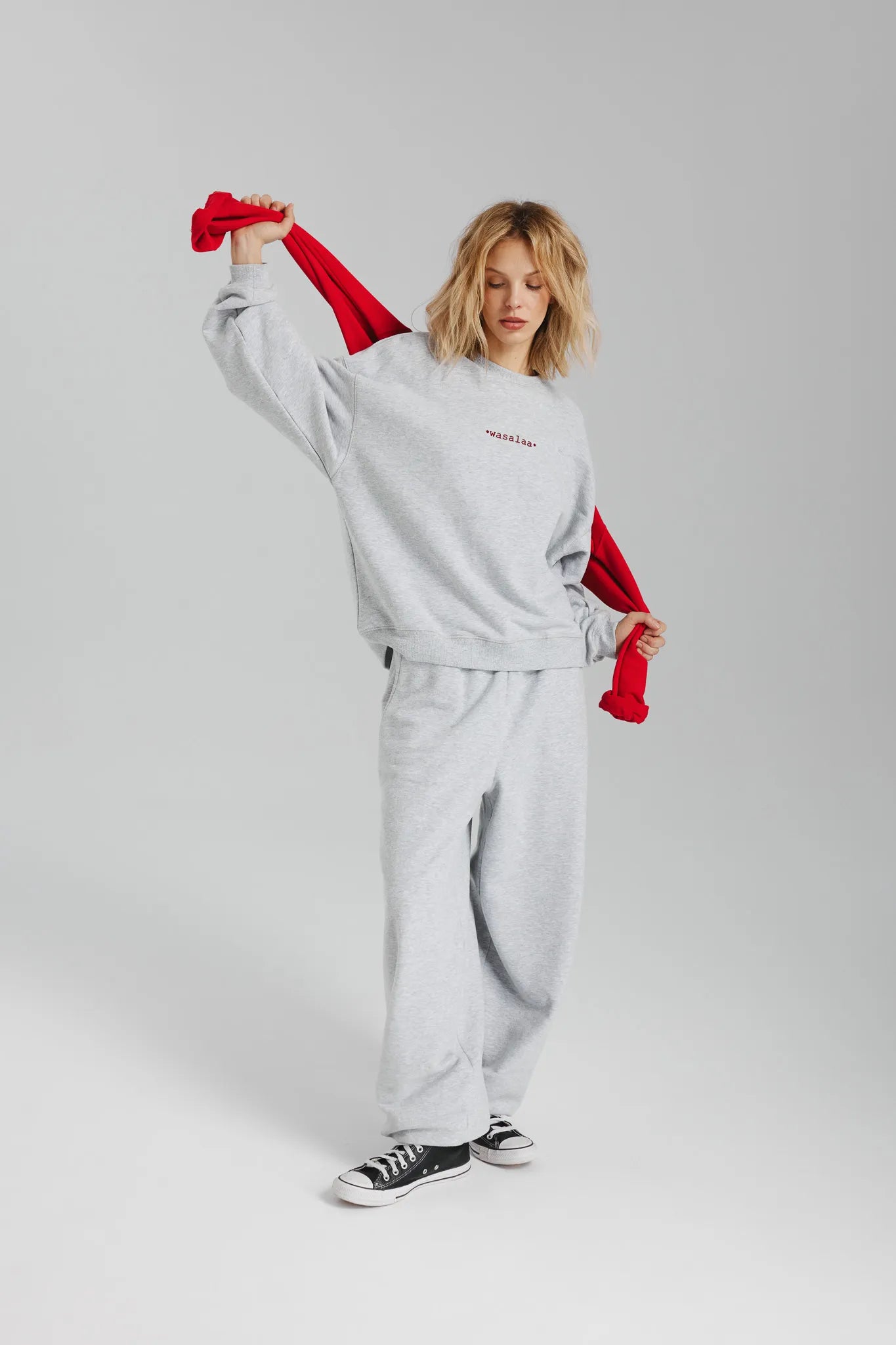 Bluza Tokyo Print Jasny Szary Melanż